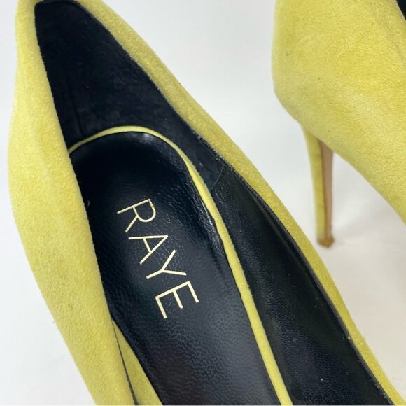 ** RAYE By REVOLVE Tia Yellow Suede Heels Size 38.5/ 8 - Picture 7 of 11